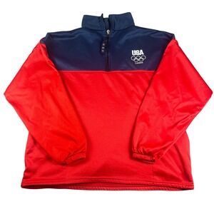 Vintage USA London Olympic Committee Half Zip Pullover Red/Blue XXL Athlete